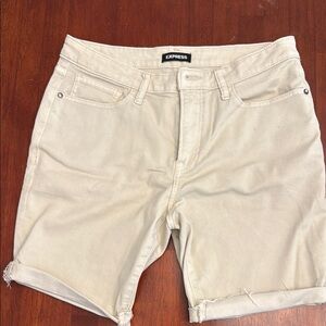 Express Beige Denim Shorts